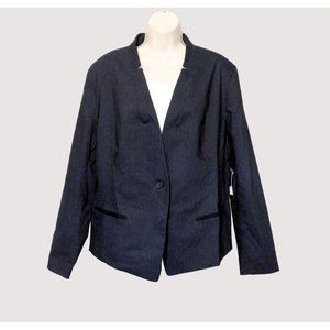 Simply Vera Wang Cropped Blazer Womens XXL Gray Charcoal Twill Long Sleeve New